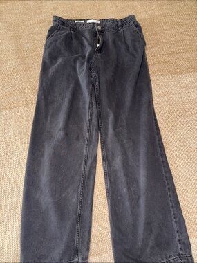 Mango Men's Washed Black Relaxed Jeans